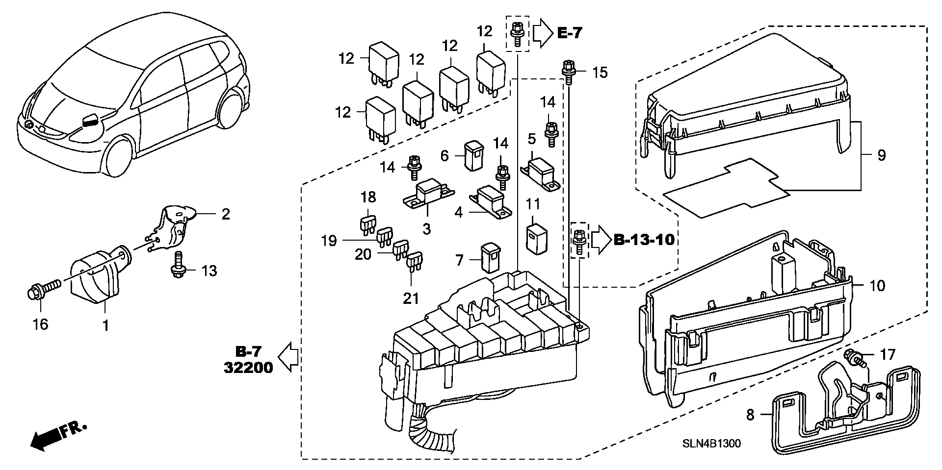 Diagram CONTROL UNIT (ENGINE ROOM) for your 2007 Honda Fit   