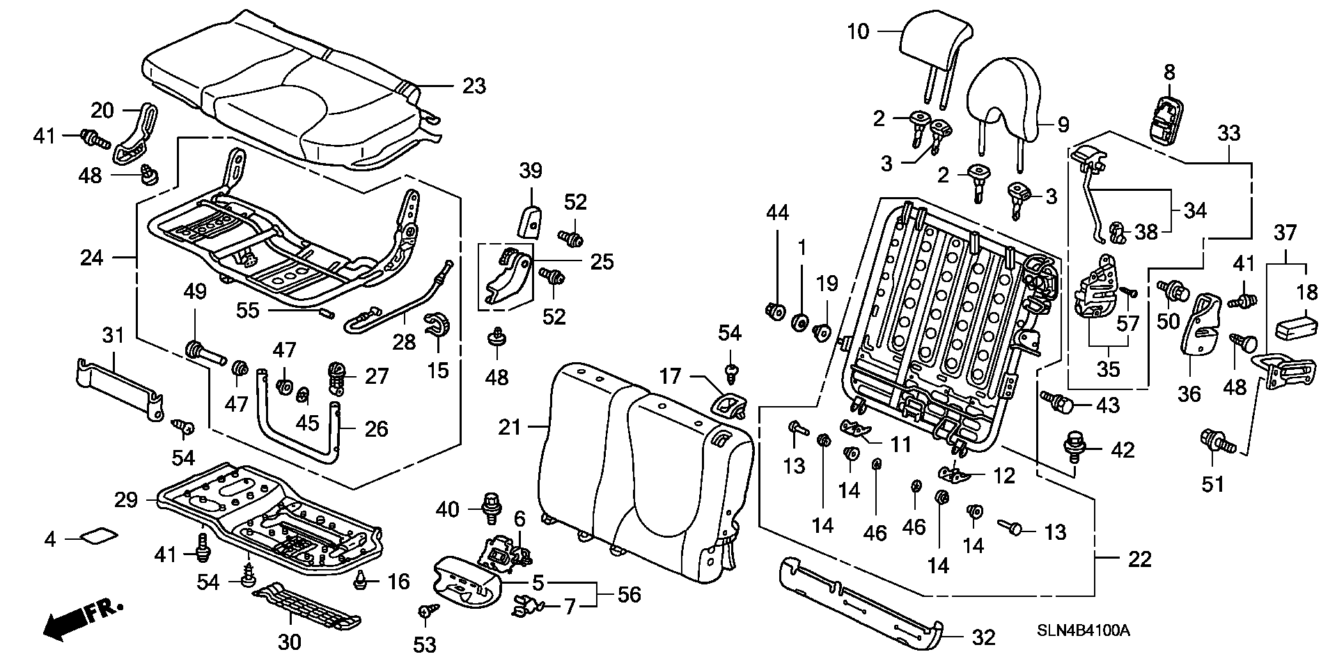 Diagram REAR SEAT (L.) for your Honda Fit  