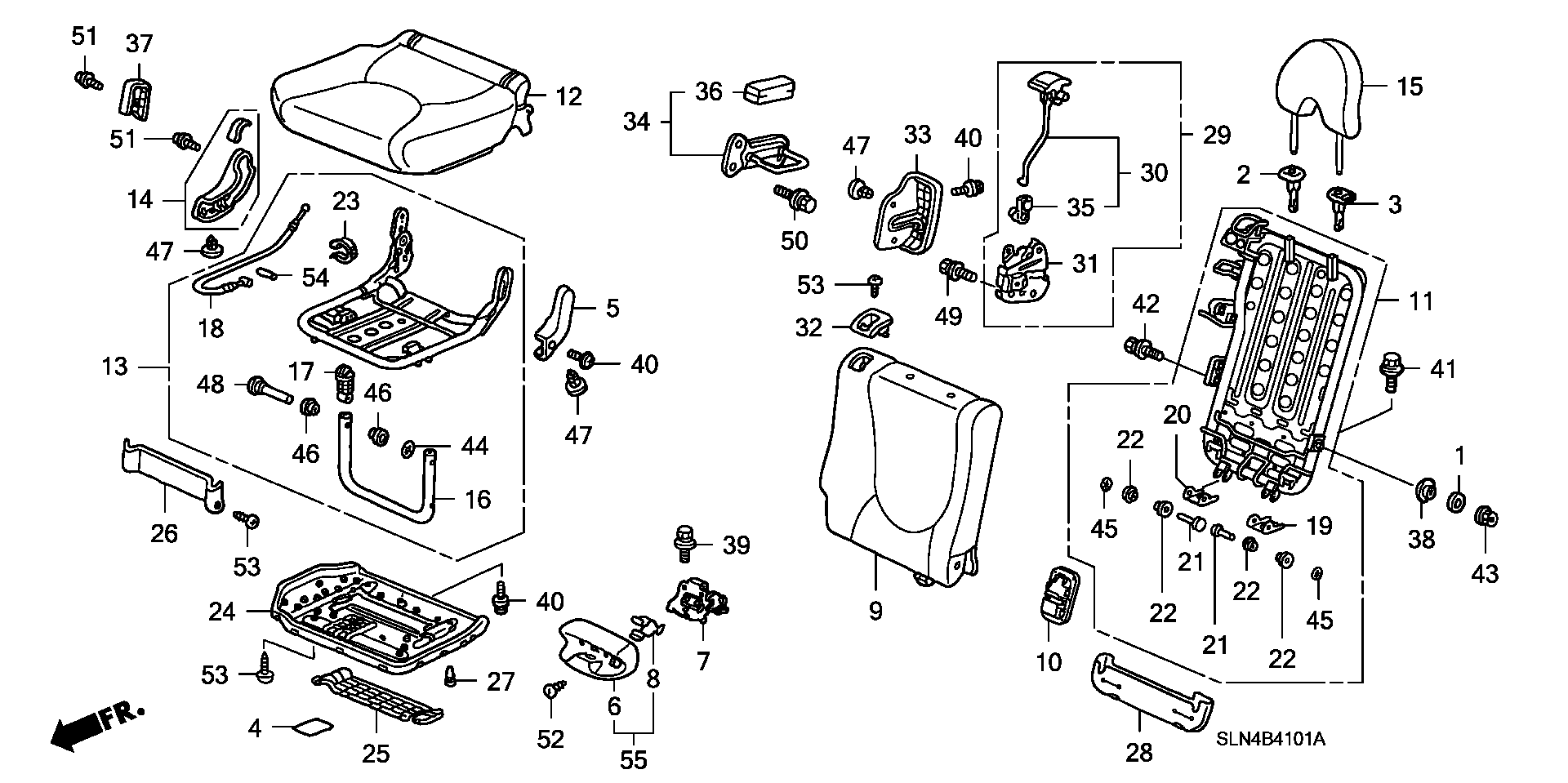 Diagram REAR SEAT (R.) for your Honda Fit  