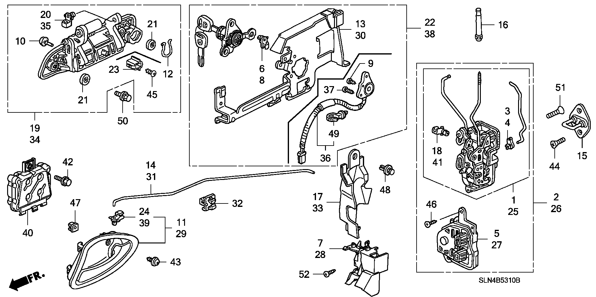 Diagram FRONT DOOR LOCKS@OUTER HANDLE for your 2003 Honda Pilot   