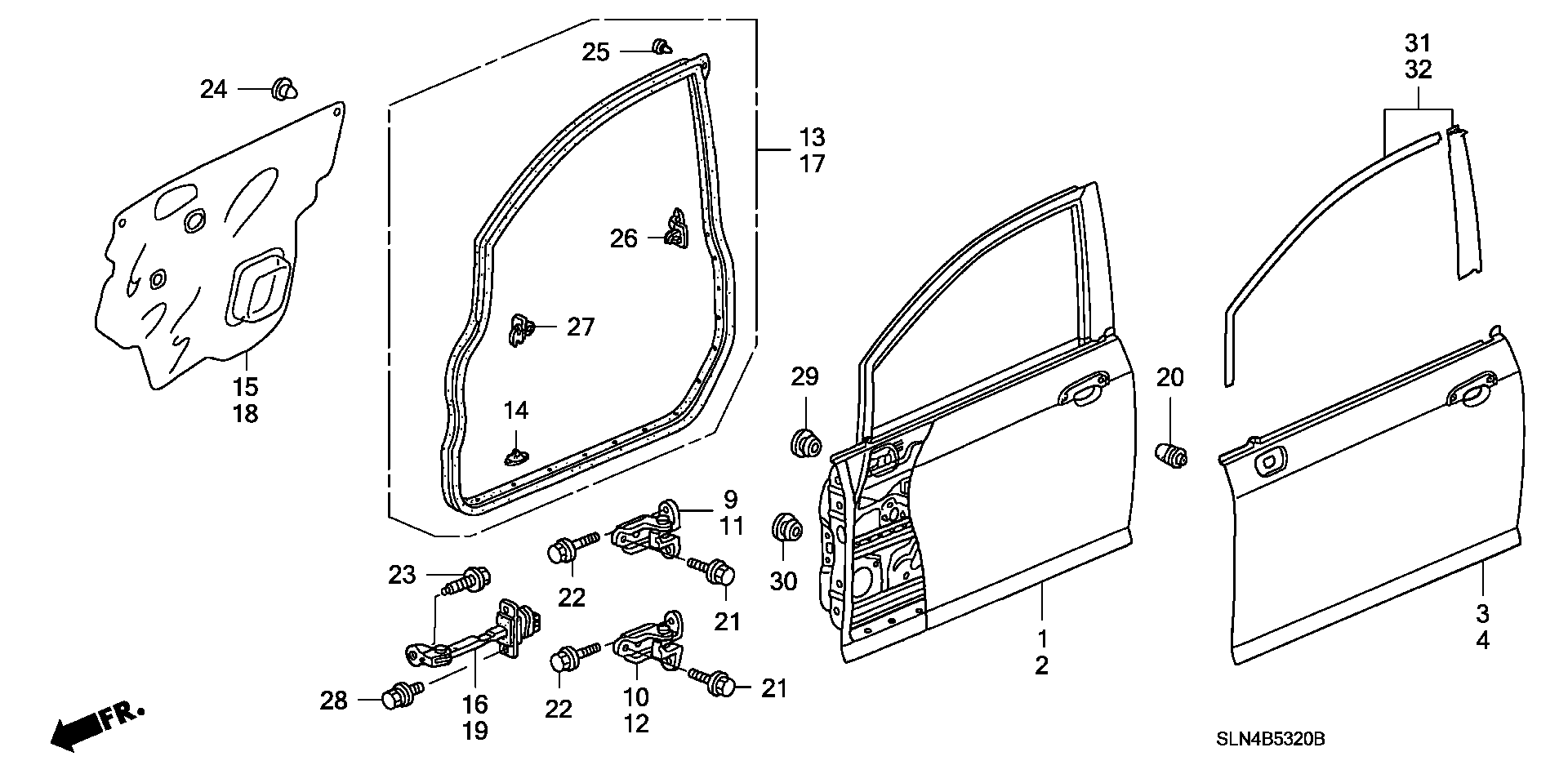 Diagram FRONT DOOR PANELS for your 2013 Honda Civic   