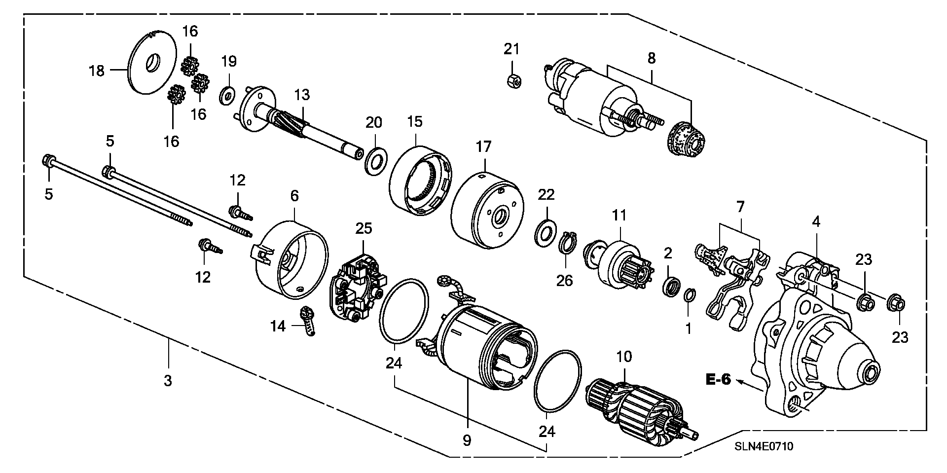 Diagram STARTER MOTOR (DENSO) for your 2007 Honda Fit 1.5L VTEC MT Base 