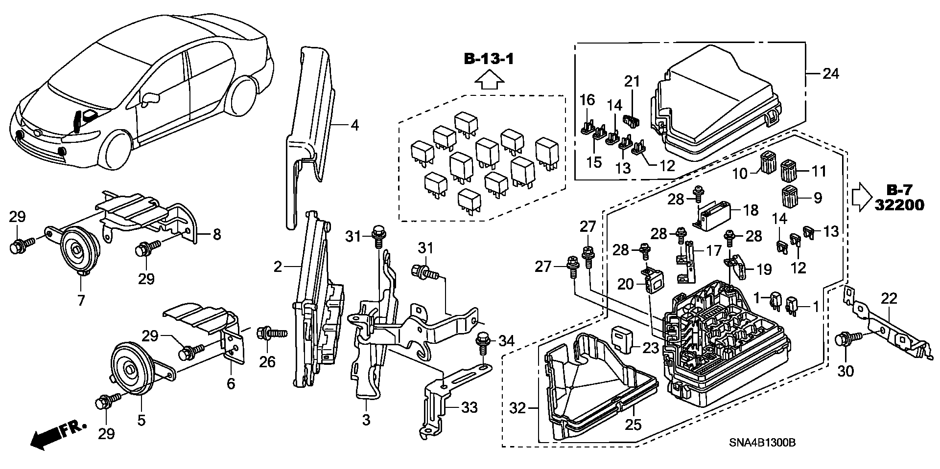 Diagram CONTROL UNIT (ENGINE ROOM) (1) for your Honda