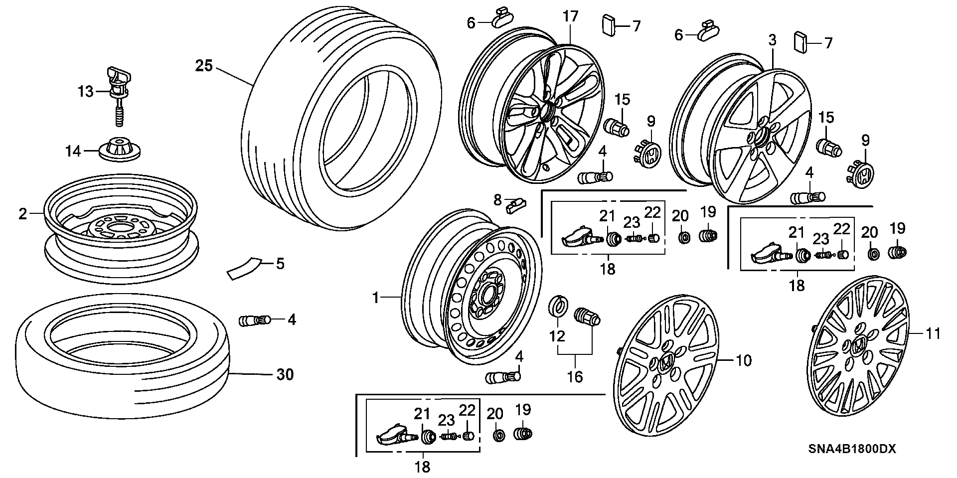 Diagram WHEEL DISK (KA) for your Honda Civic  