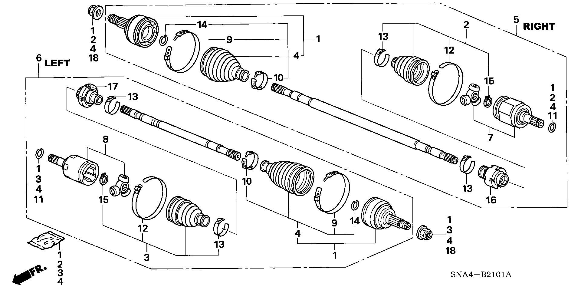 Diagram DRIVESHAFT (AT) for your 2012 Honda Pilot   