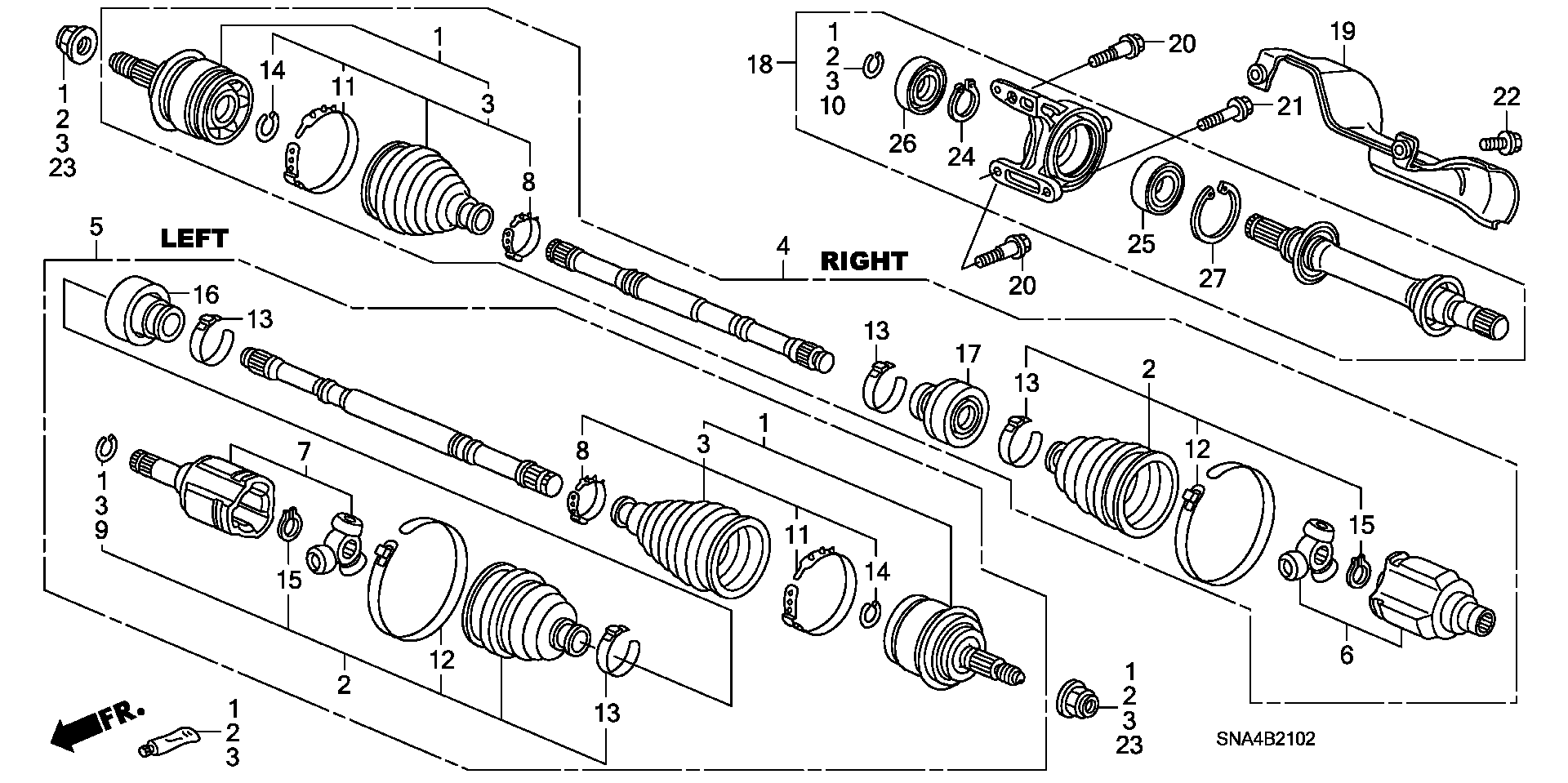 Diagram DRIVESHAFT@HALF SHAFT (2.0L) for your 2024 Honda Pilot   