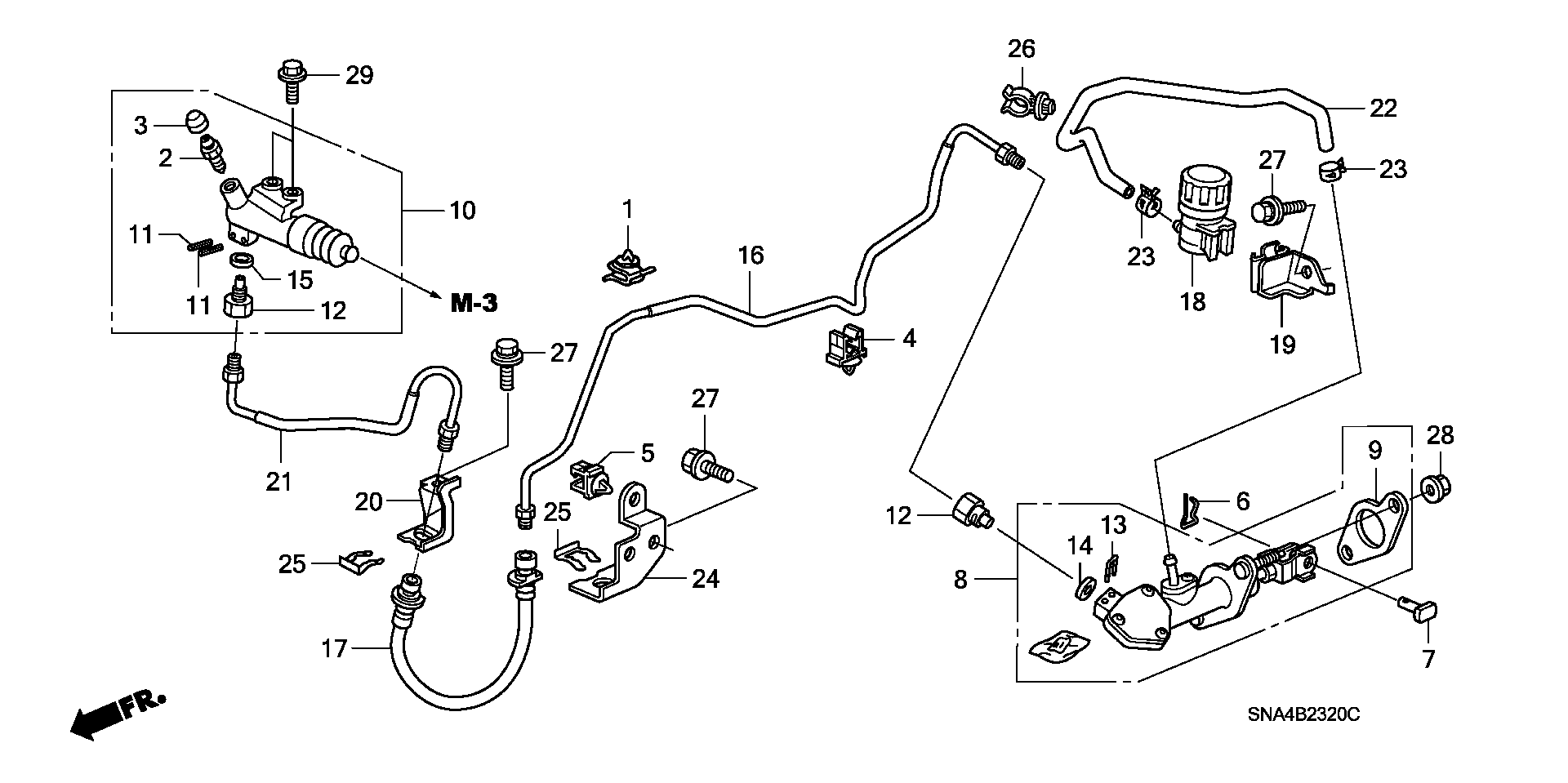 Diagram CLUTCH MASTER CYLINDER (1.8L) (KA/KC) for your 1990 Honda Accord Coupe   