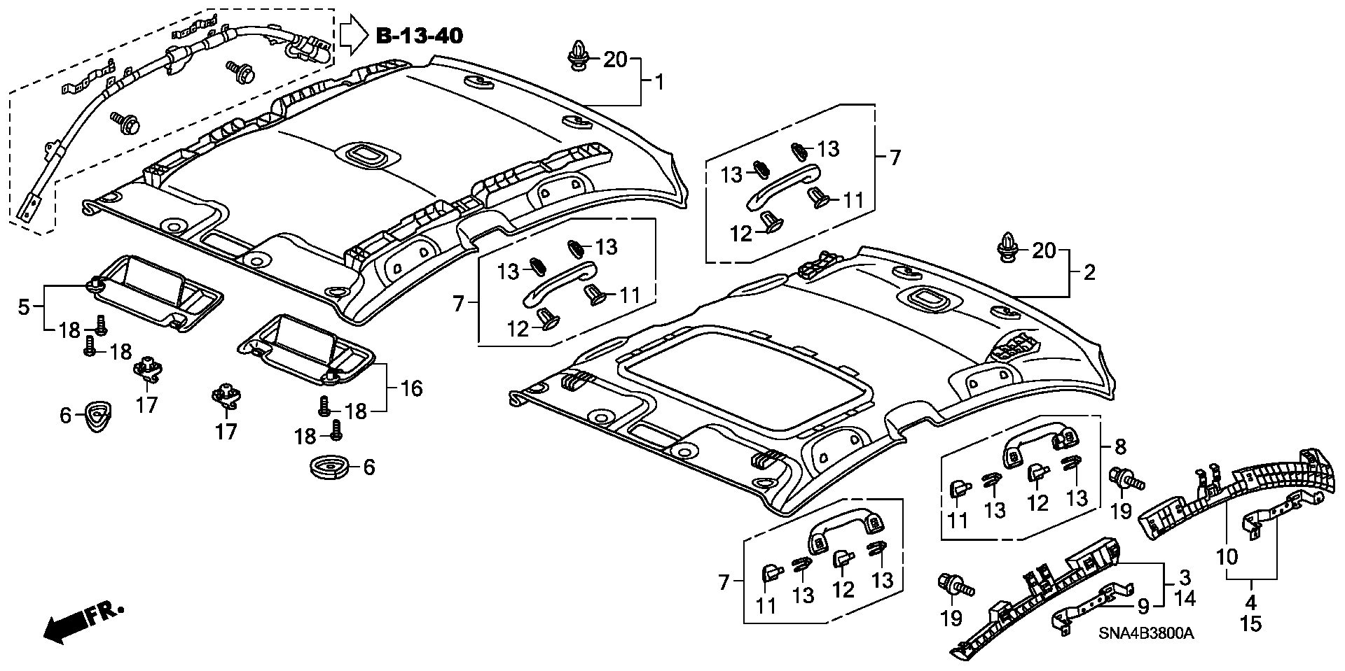 Diagram ROOF LINING for your Honda Element  