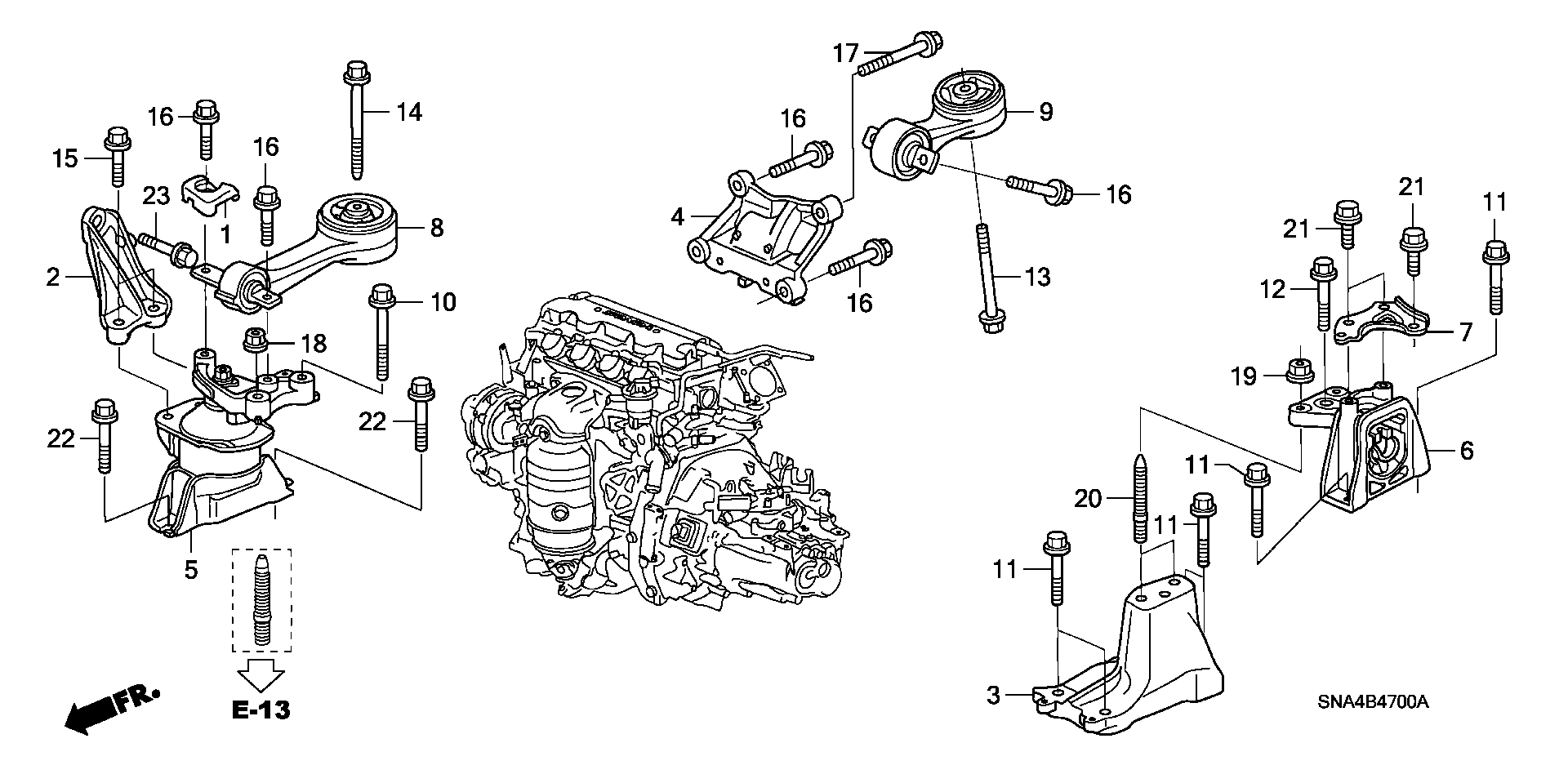 Diagram ENGINE MOUNTS (1.8L) (MT) for your 2008 Honda Civic   