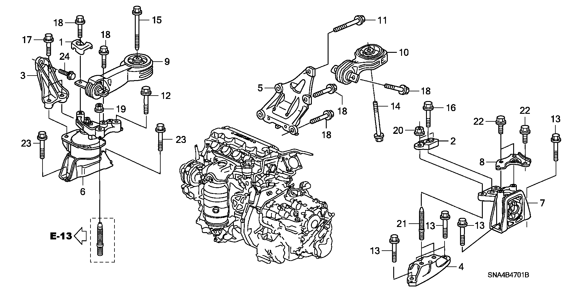 Diagram ENGINE MOUNTS (AT) for your Honda Civic  