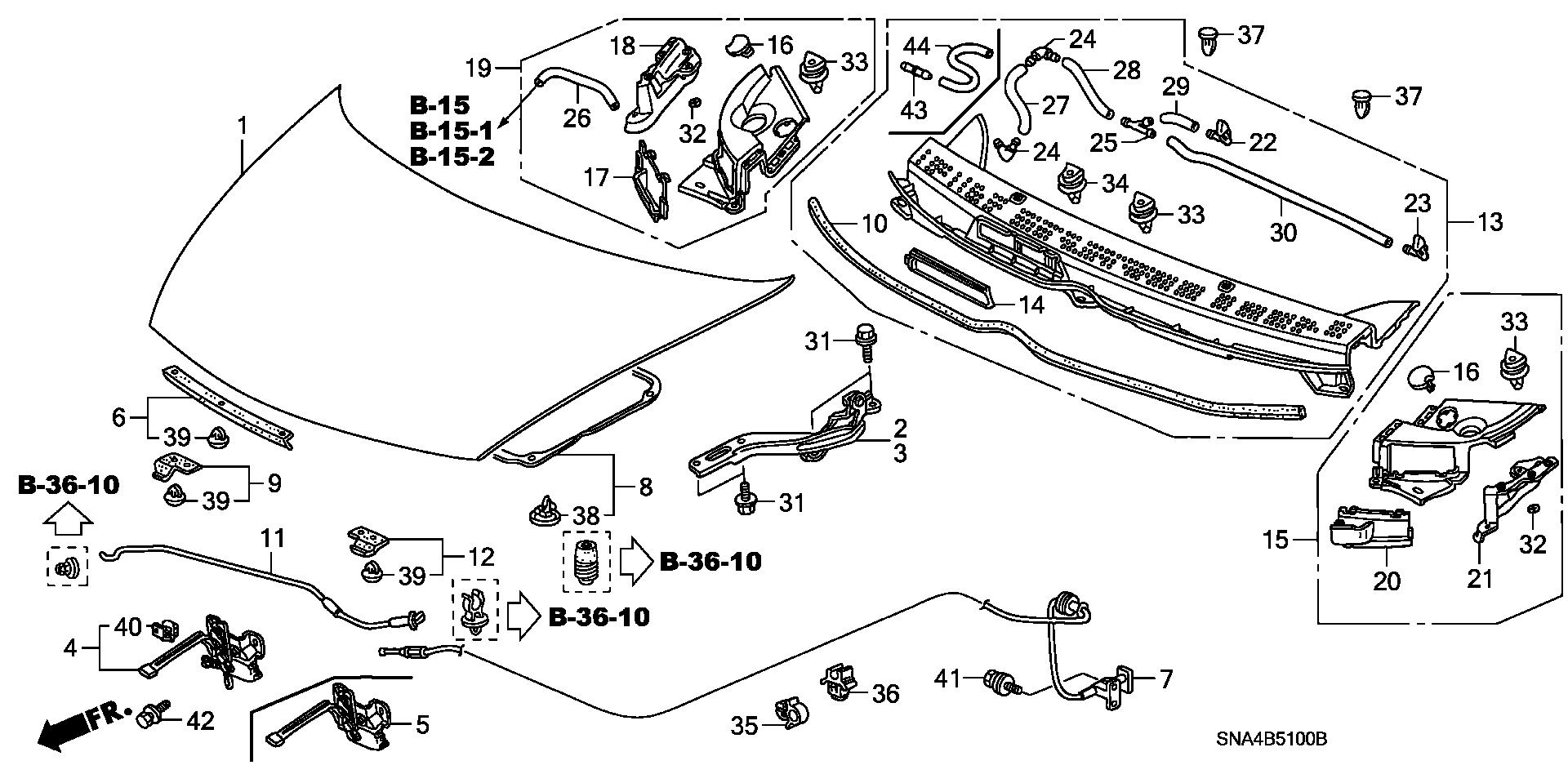 Diagram ENGINE HOOD for your 2008 Honda Accord Coupe   