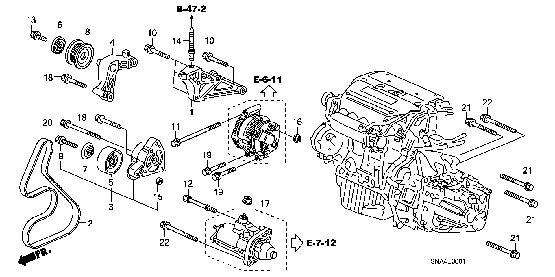 Diagram ENGINE MOUNTING BRACKET (2.0L) for your 2004 Honda Civic   