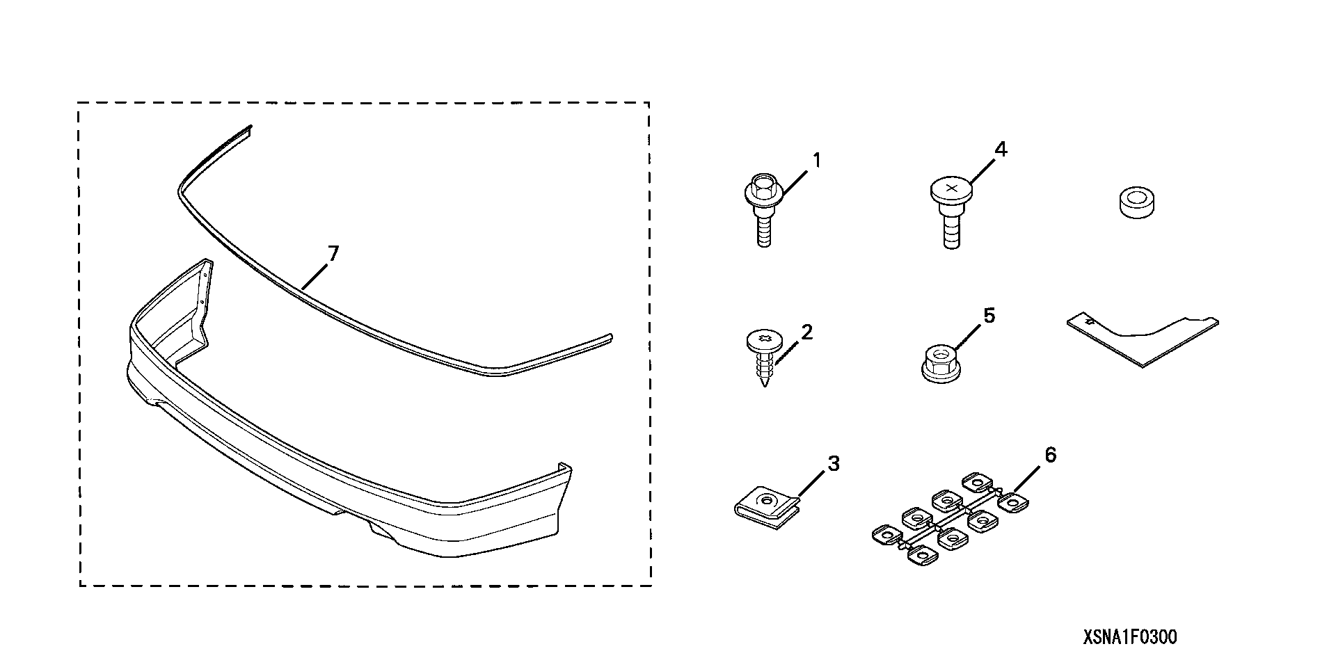 Diagram REAR UNDER SPOILER (1) for your Honda S2000  