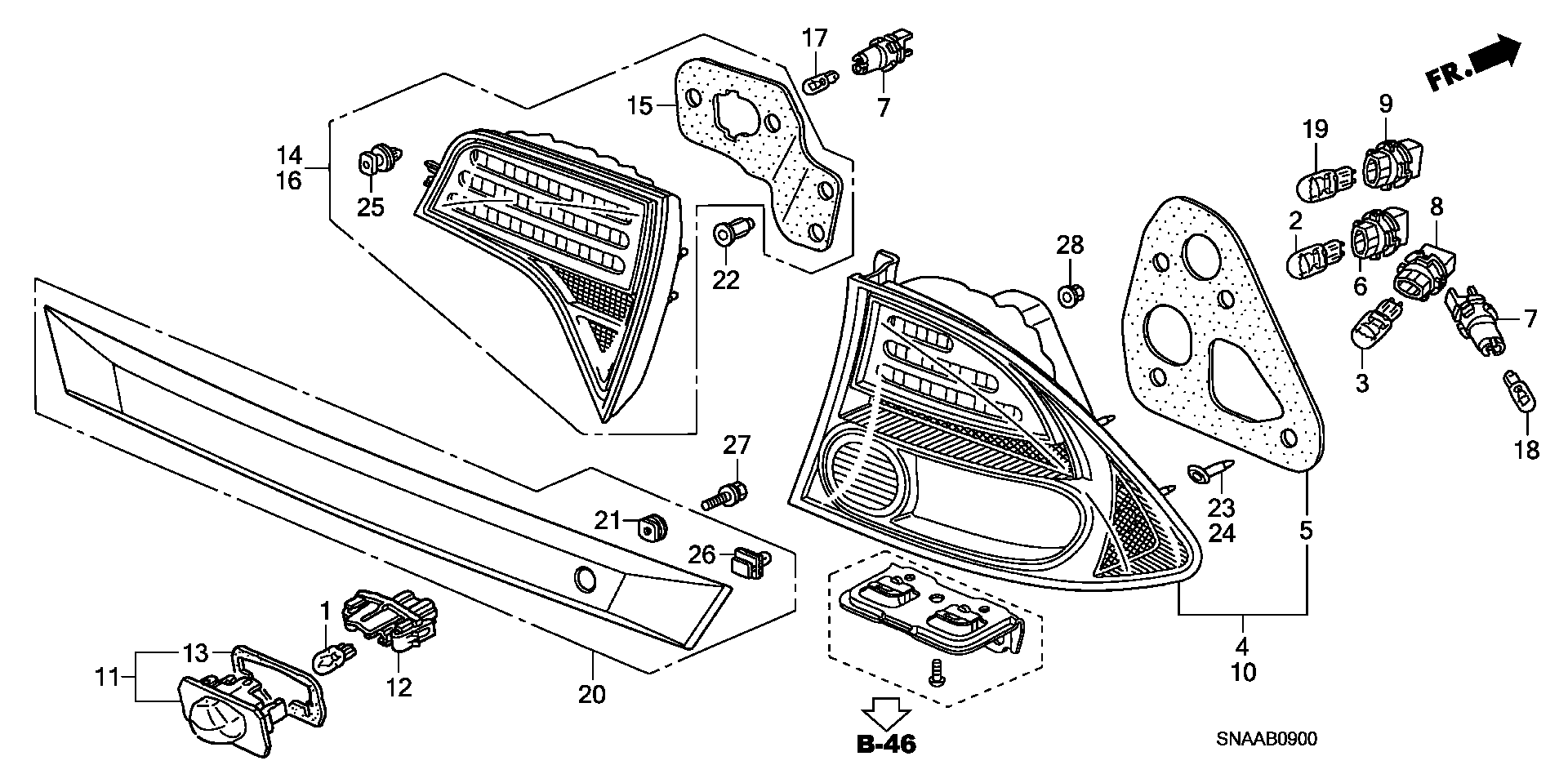 Diagram TAILLIGHT@LICENSE LIGHT for your 1997 Honda Accord   