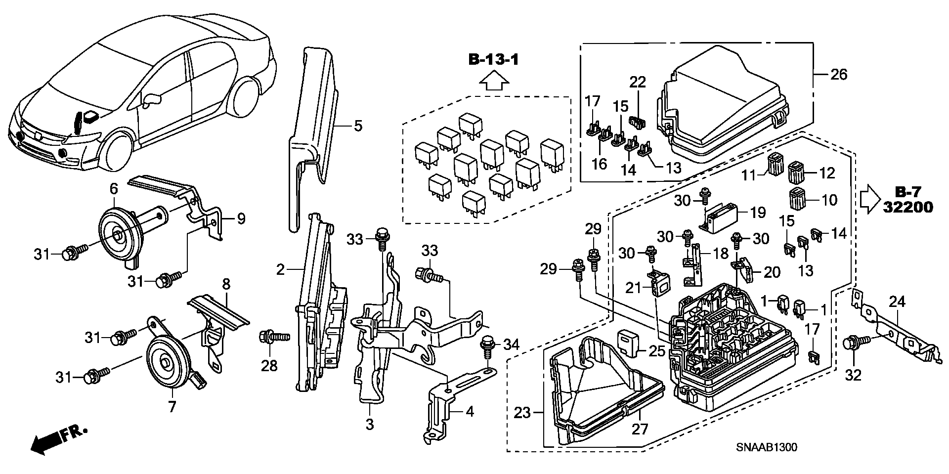 Diagram CONTROL UNIT (ENGINE ROOM) (1) for your Honda