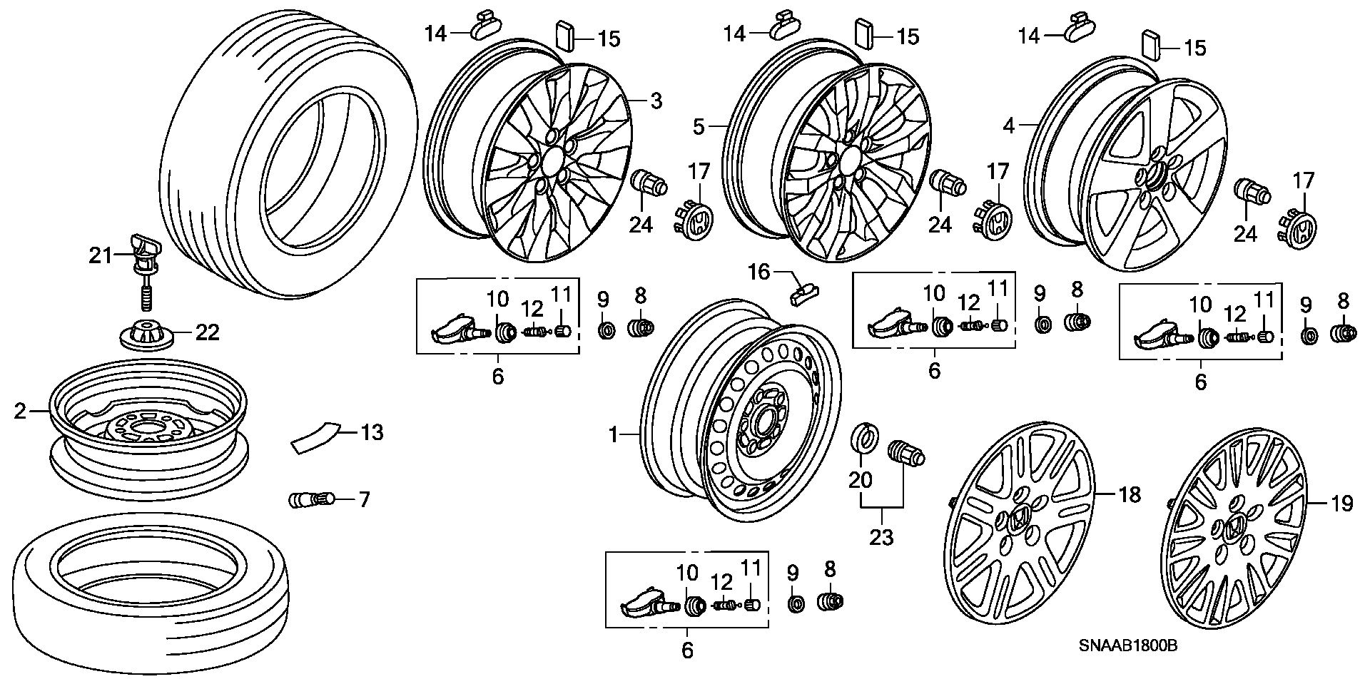 Diagram WHEEL DISK (KA) for your Honda Civic  