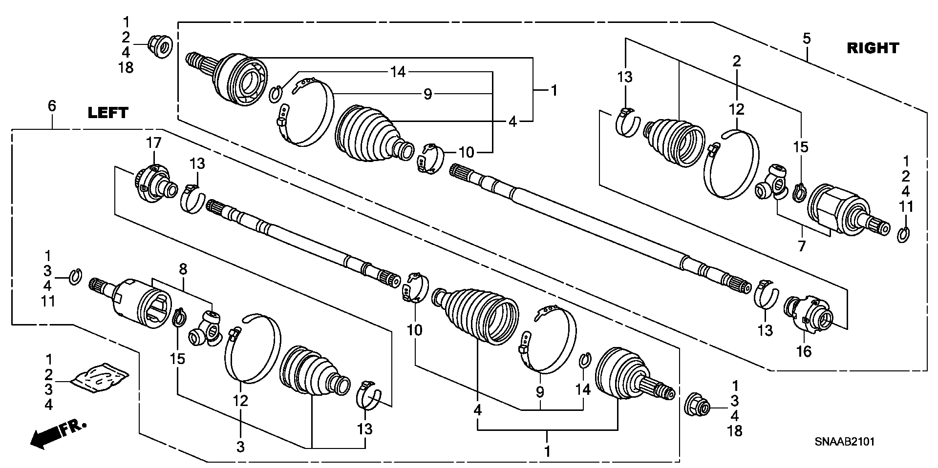 Diagram DRIVESHAFT (AT) for your 2012 Honda Pilot   