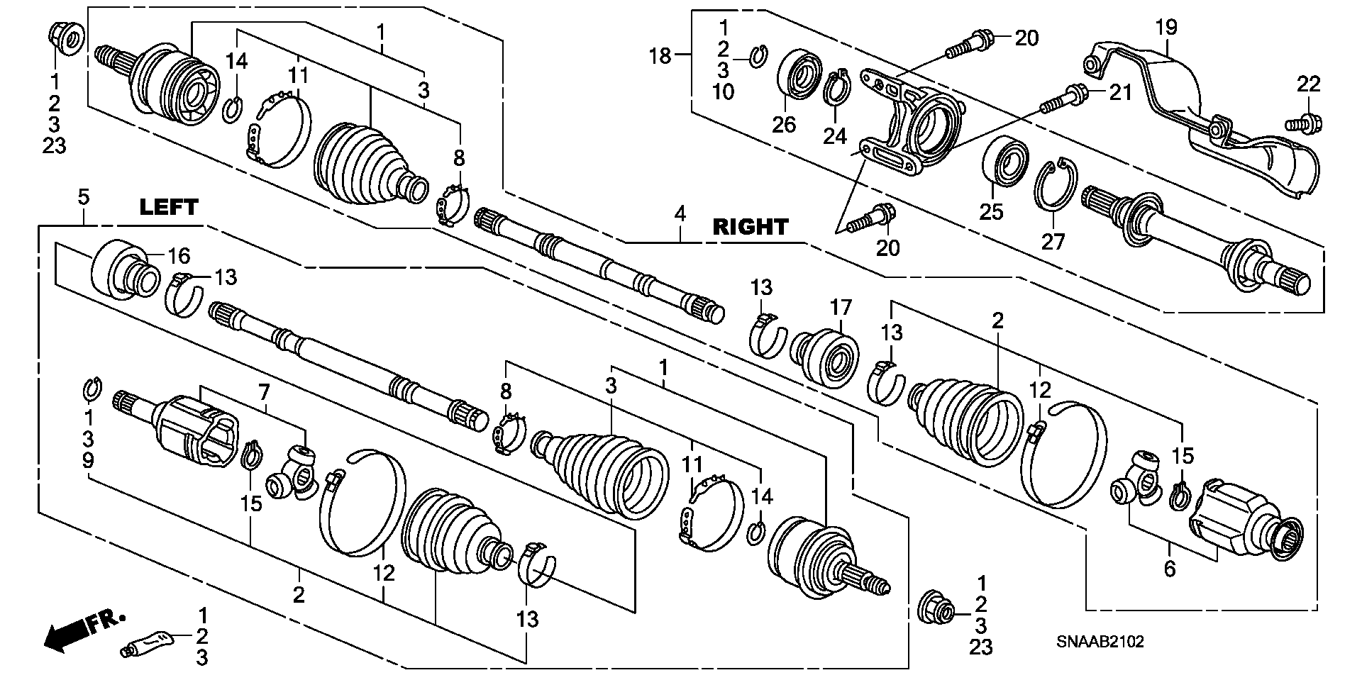 Diagram DRIVESHAFT@HALF SHAFT (2.0L) for your 2024 Honda Pilot   