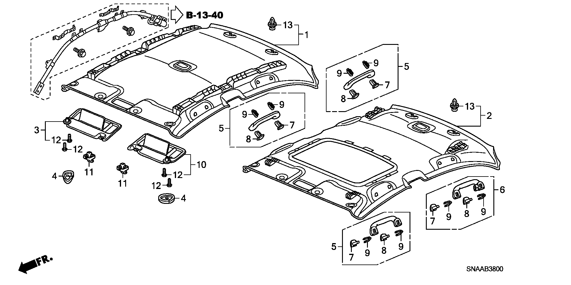 Diagram ROOF LINING for your Honda Element  