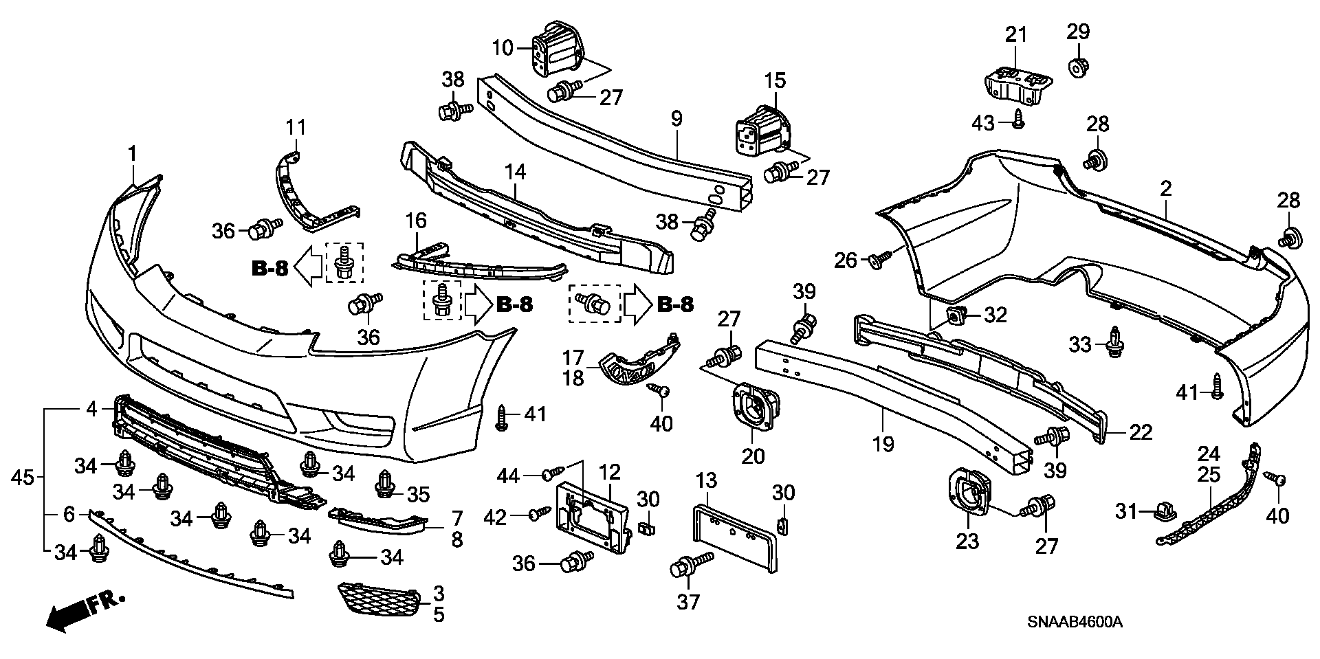 Diagram BUMPERS for your 1993 Honda Accord Coupe   