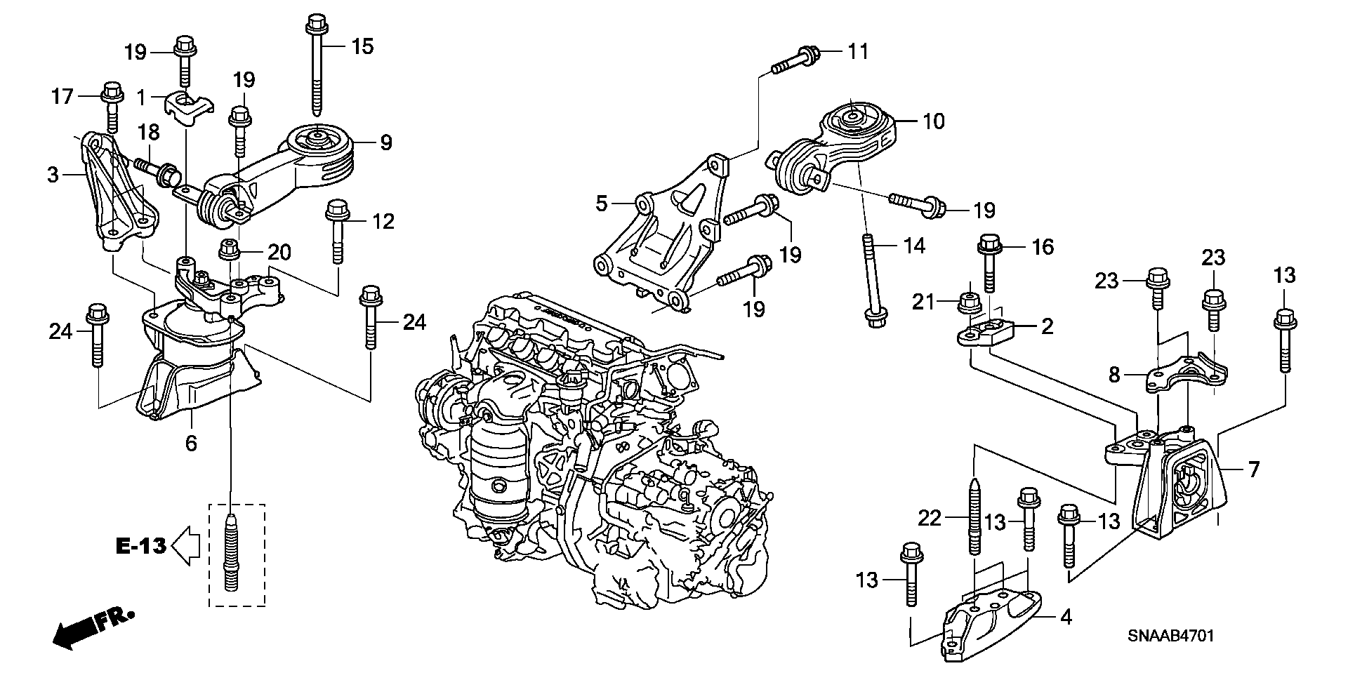 Diagram ENGINE MOUNTS (AT) for your Honda Civic  