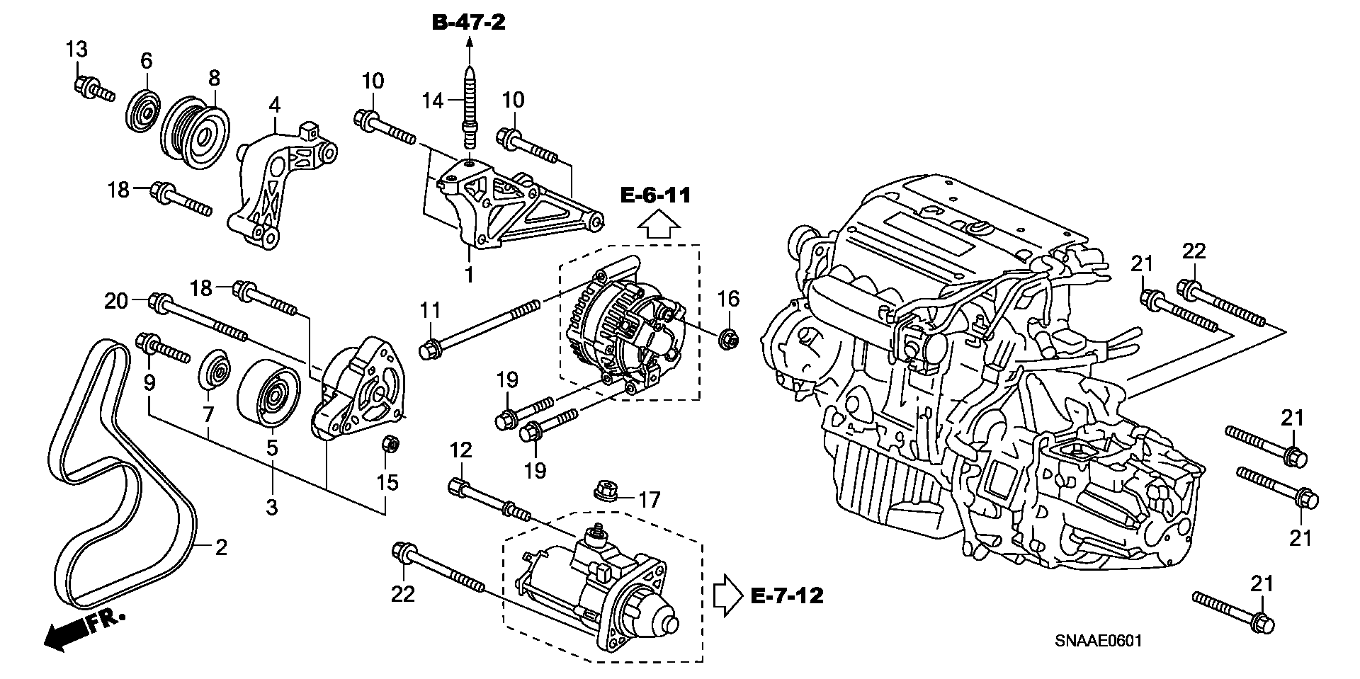 Diagram ENGINE MOUNTING BRACKET (2.0L) for your 2004 Honda Civic   