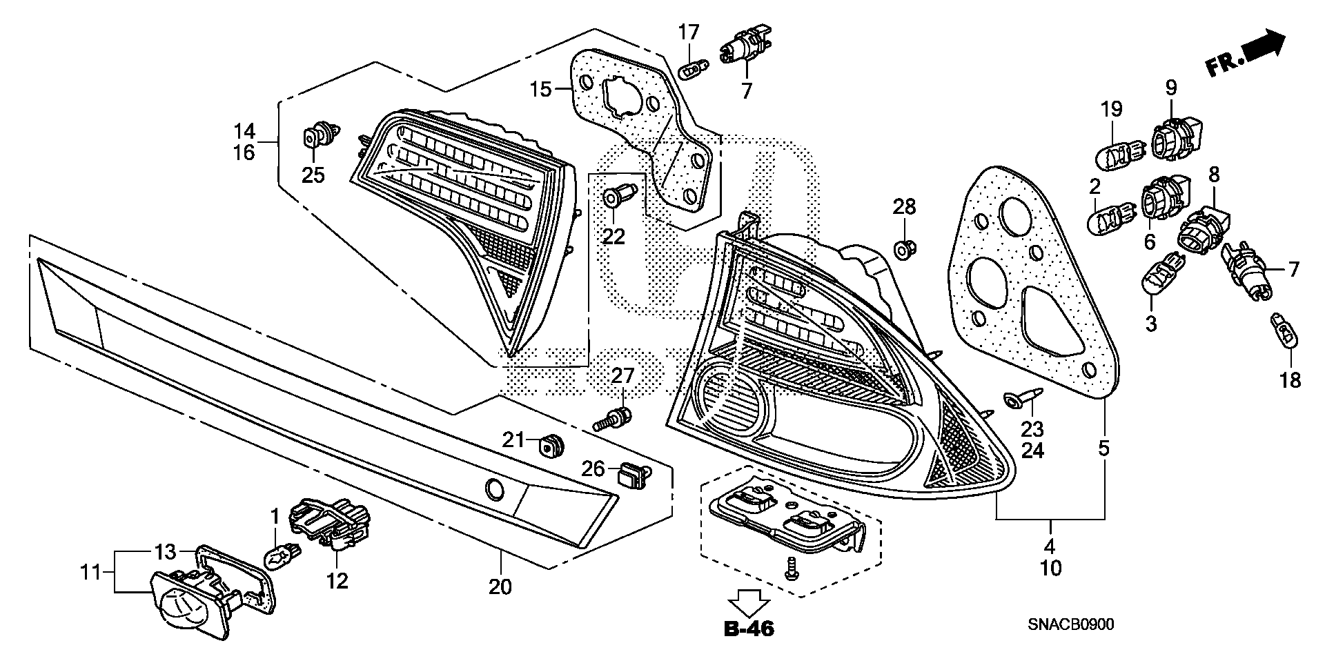 Diagram TAILLIGHT@LICENSE LIGHT for your 1997 Honda Accord   