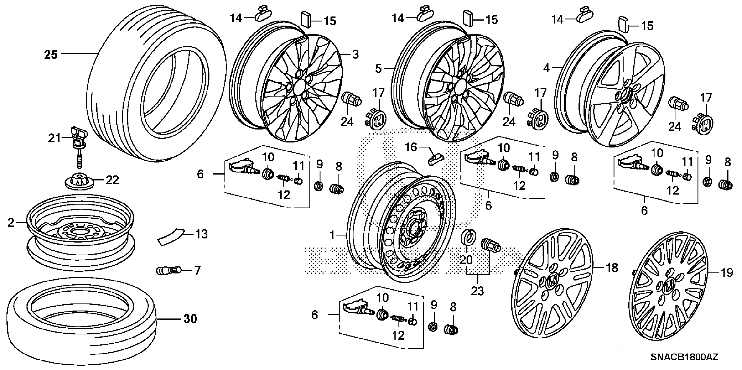 Honda Civic Trim, wheel (15). Disk, ka, wheels - 44733-SNE-A00 | Honda