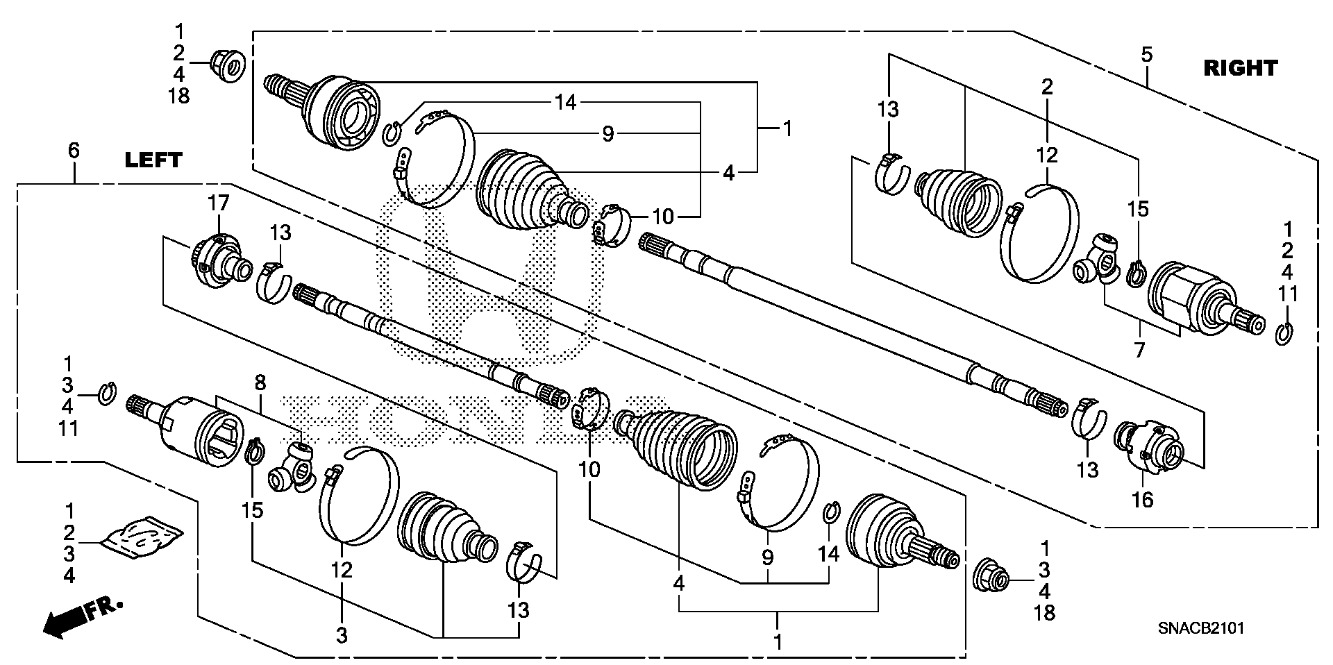 Diagram DRIVESHAFT (AT) for your 2012 Honda Pilot   