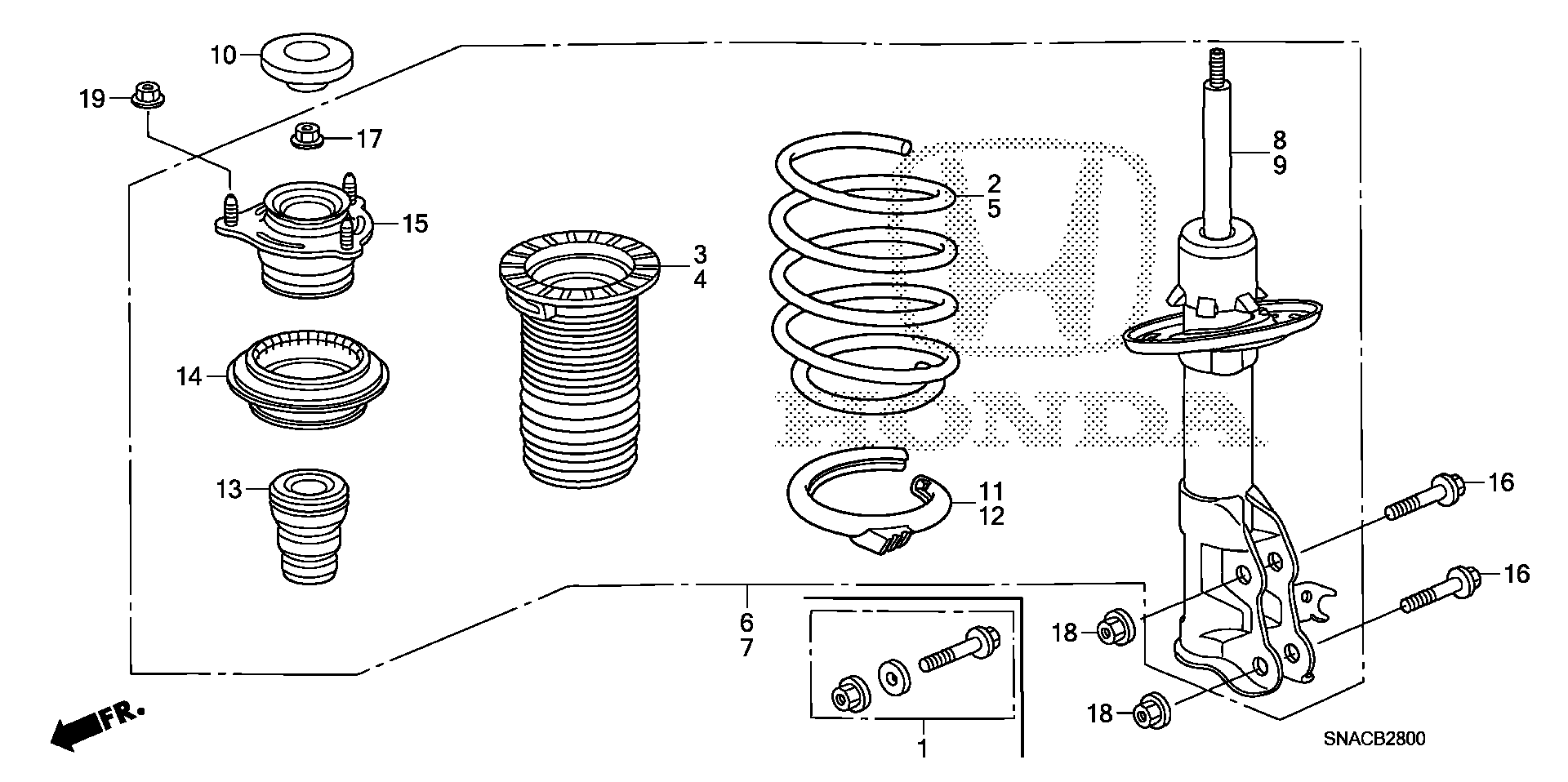 Diagram FRONT SHOCK ABSORBER for your 1990 Honda Accord   