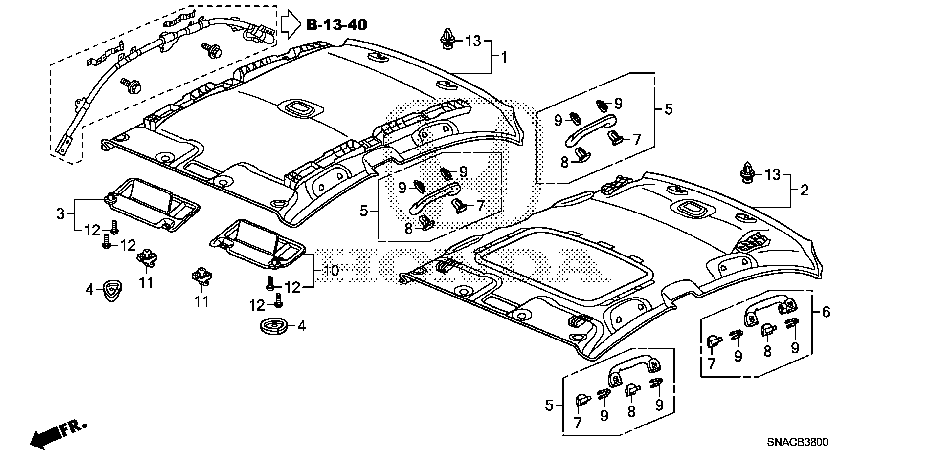 Diagram ROOF LINING for your Honda Element  