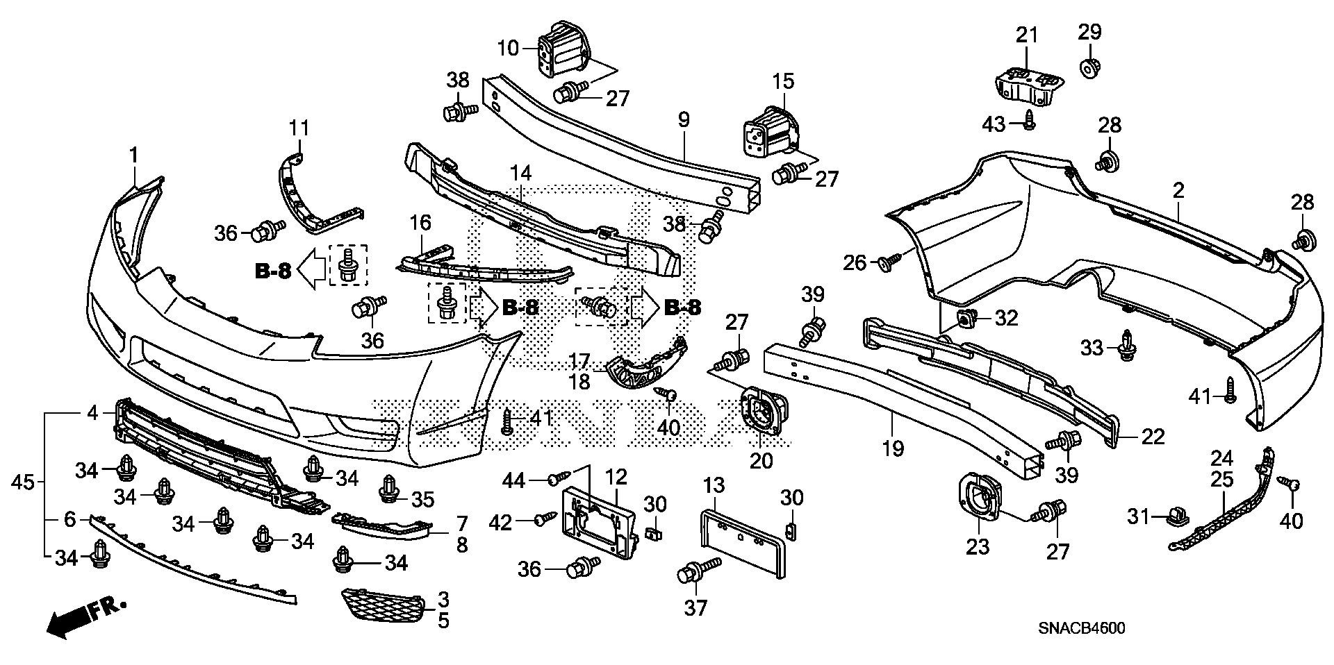 Diagram BUMPERS for your 1993 Honda Accord Coupe   