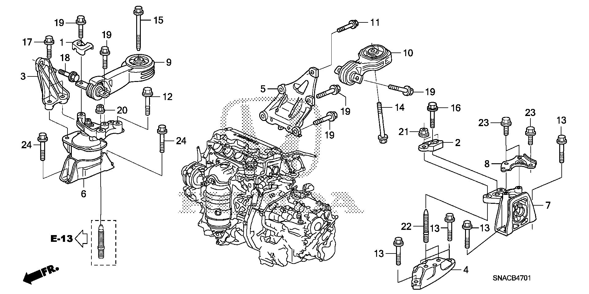 Diagram ENGINE MOUNTS (AT) for your Honda Civic  