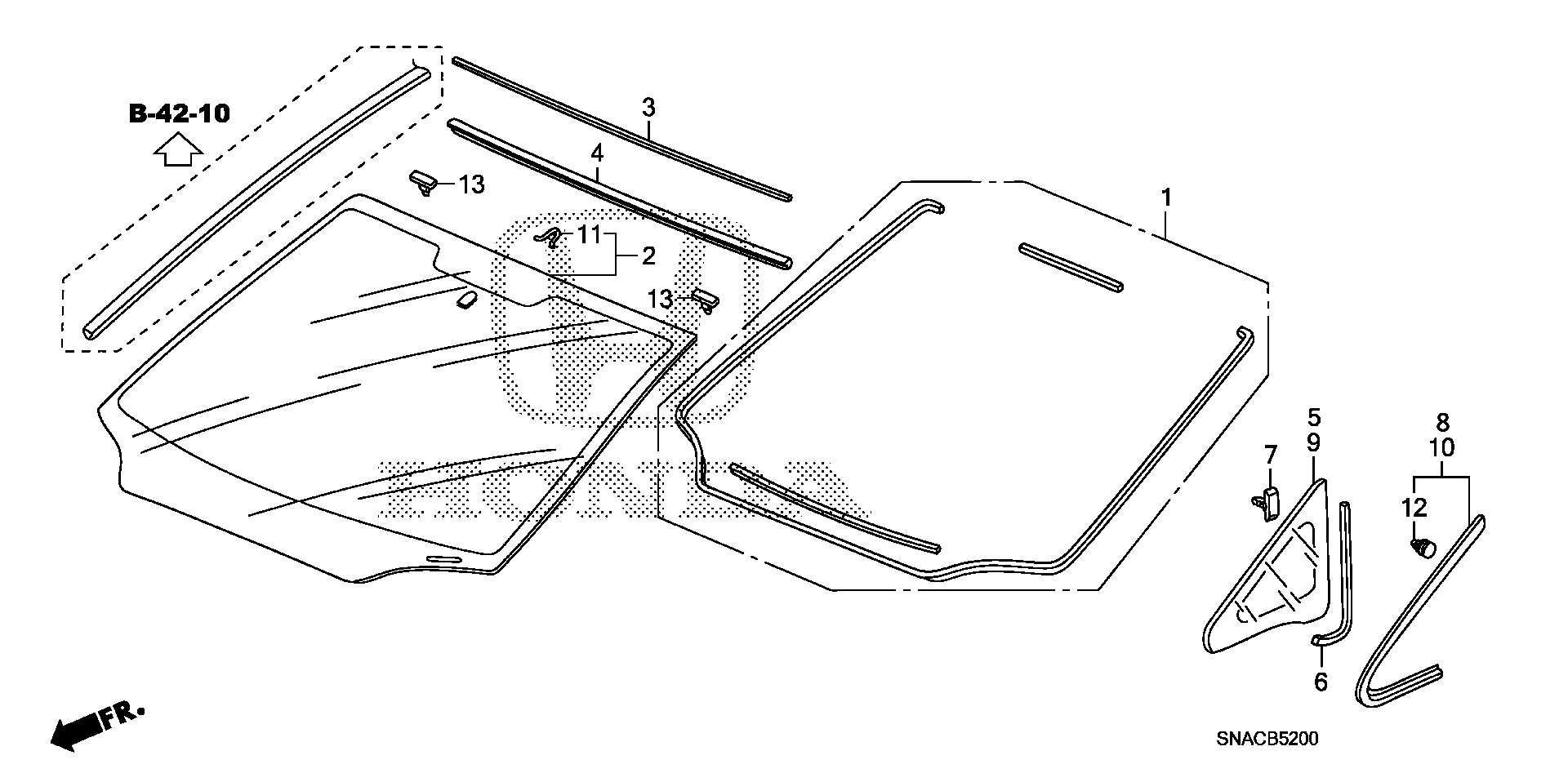 Diagram FRONT WINDSHIELD for your 2022 Honda Civic   