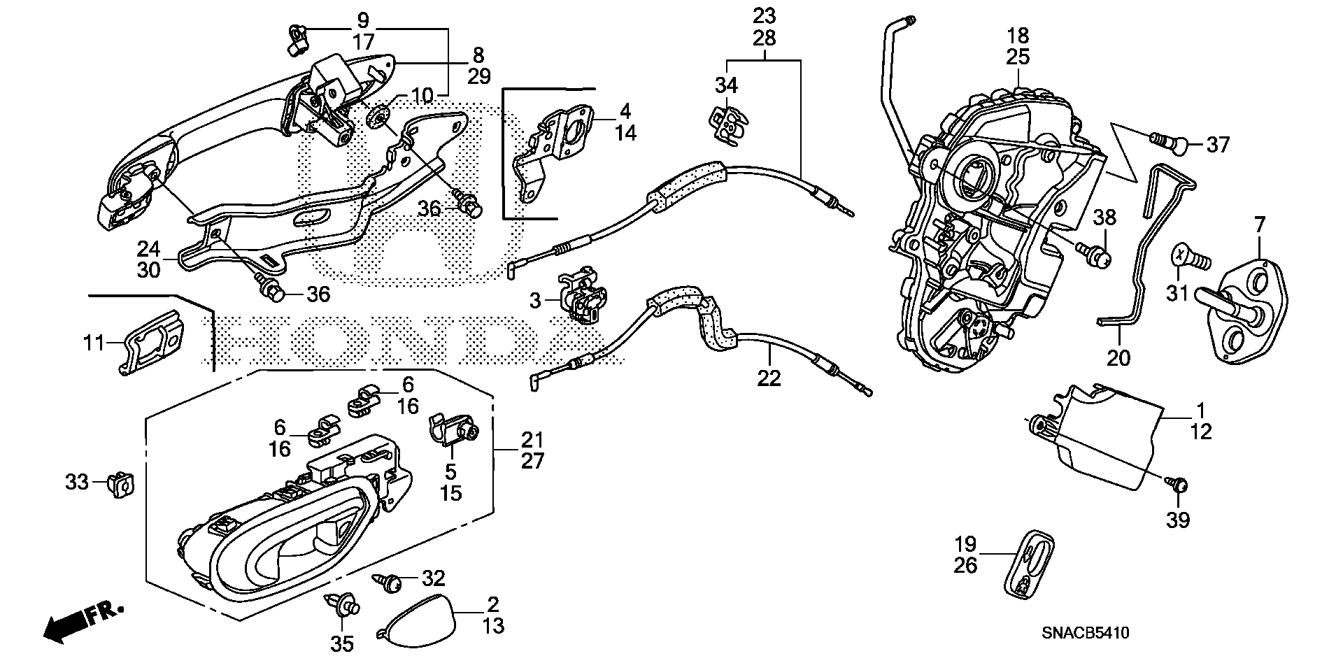 Diagram REAR DOOR LOCKS@OUTER HANDLE for your 2015 Honda CR-Z HYBRID MT EX 