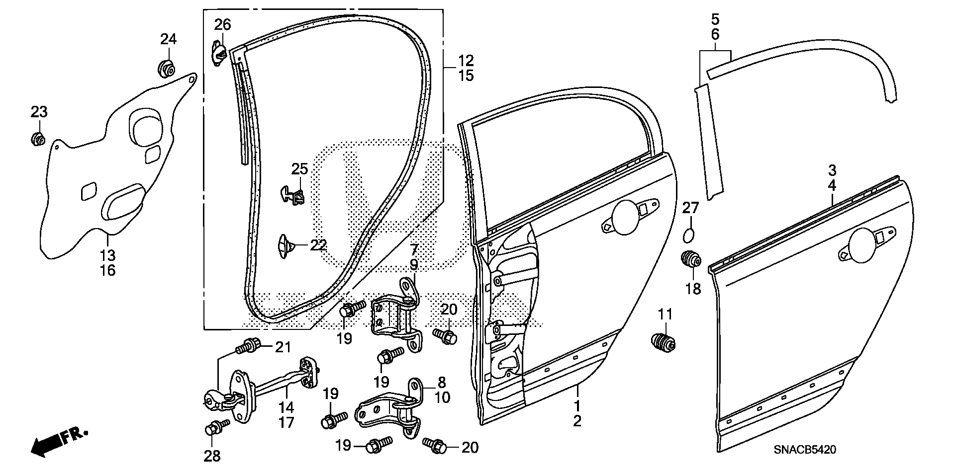 Diagram REAR DOOR PANELS for your Honda Civic  