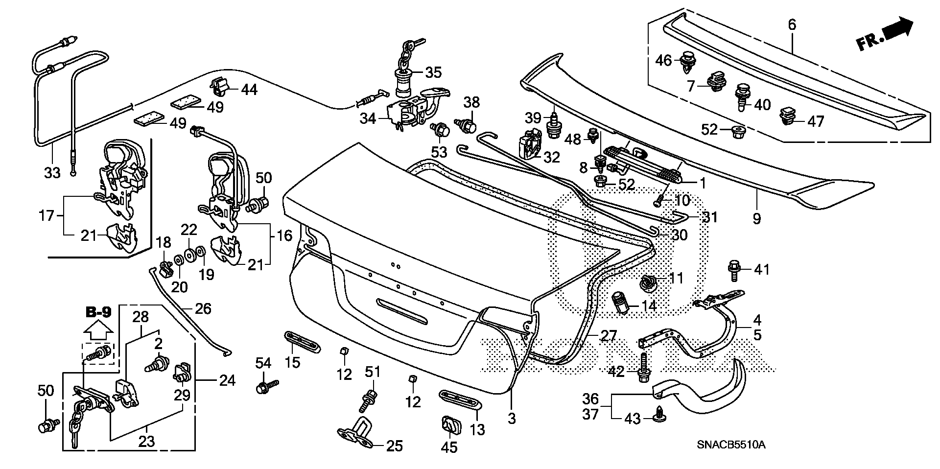 Diagram TRUNK LID for your 1990 Honda Accord Coupe 2.2L AT LX 