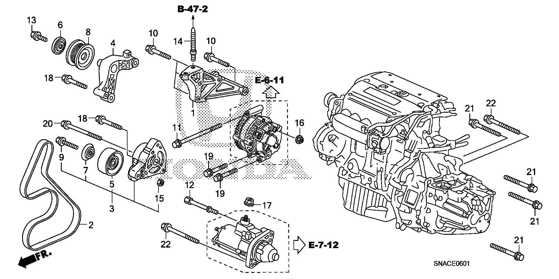 Diagram ENGINE MOUNTING BRACKET (2.0L) for your 2004 Honda Civic   