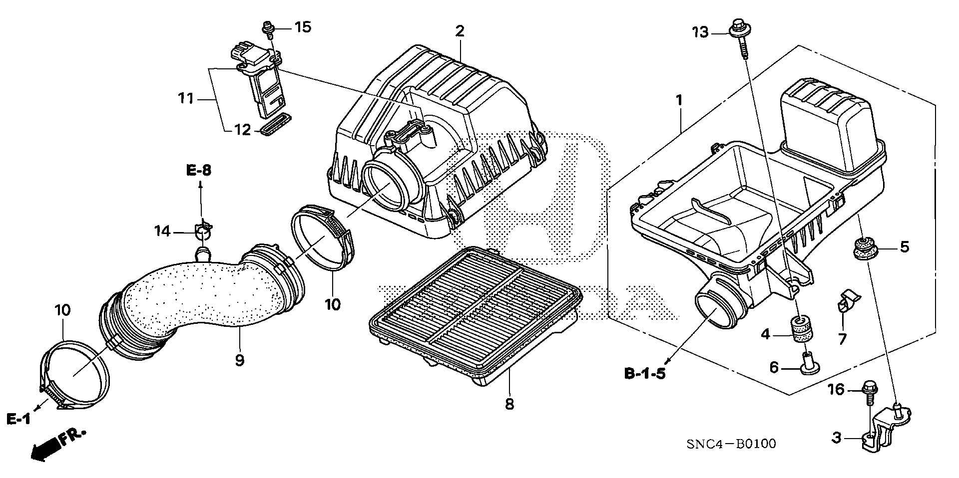 Diagram AIR CLEANER for your 1994 Honda Accord Coupe   