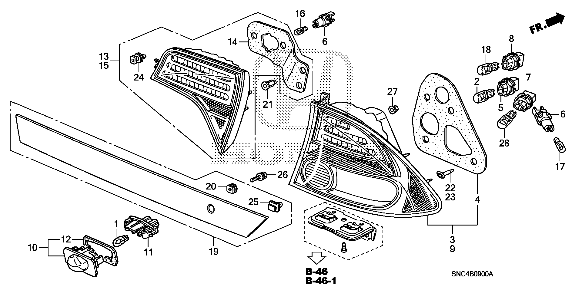 Diagram TAILLIGHT@LICENSE LIGHT for your 2007 Honda Civic   