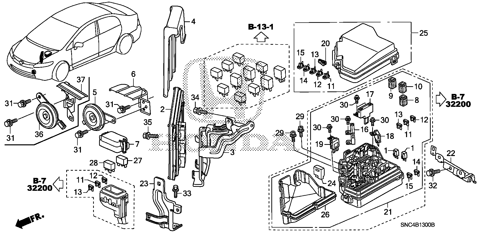 Diagram CONTROL UNIT (ENGINE ROOM) (1) for your Honda