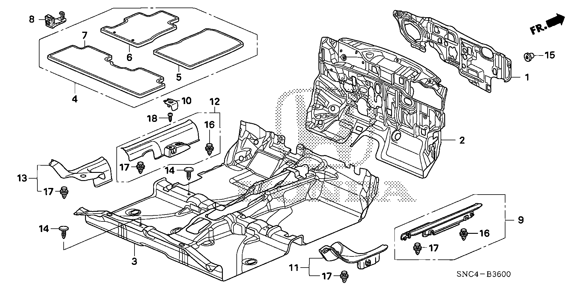 Diagram FLOOR MAT for your Honda Civic  