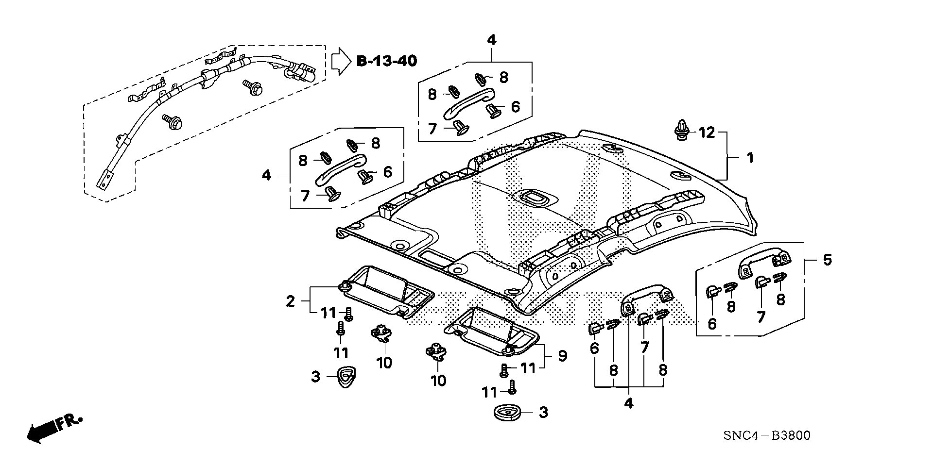 Diagram ROOF LINING for your Honda Element  