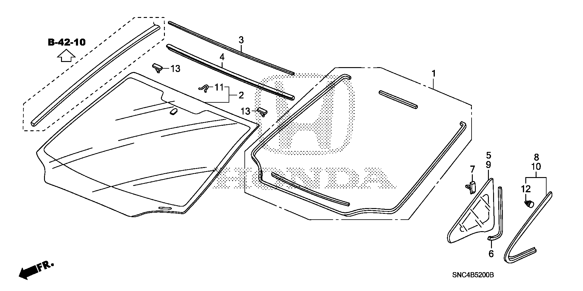 Diagram FRONT WINDSHIELD for your 2000 Honda Civic   