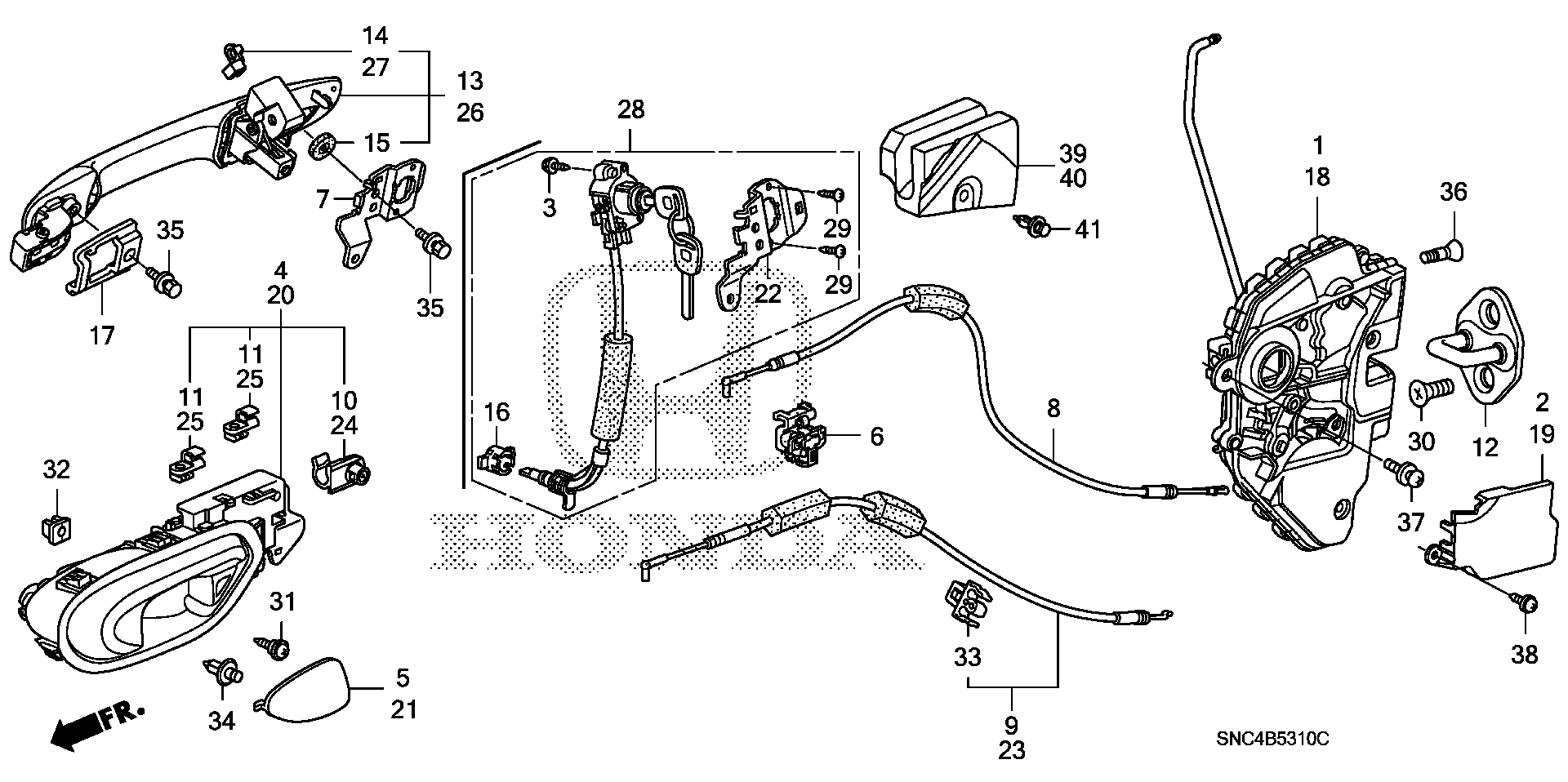 Diagram FRONT DOOR LOCKS@OUTER HANDLE for your 2004 Honda Pilot   