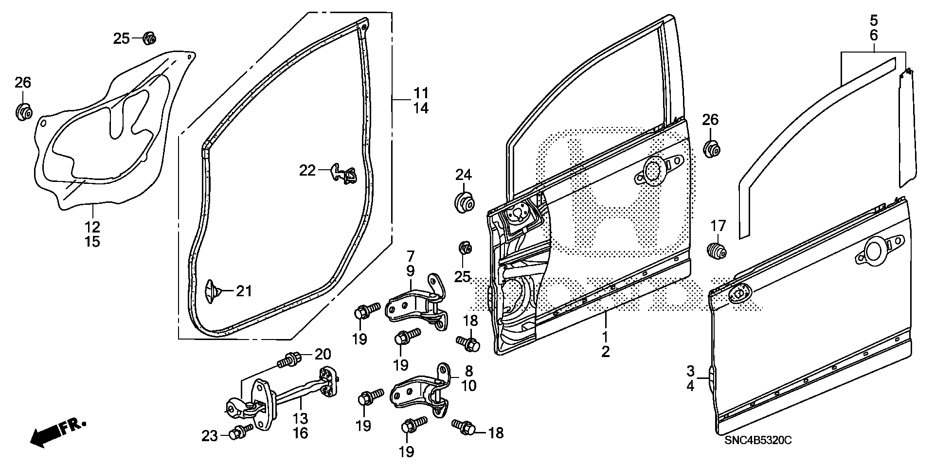 Diagram FRONT DOOR PANELS for your 1987 Honda Civic   