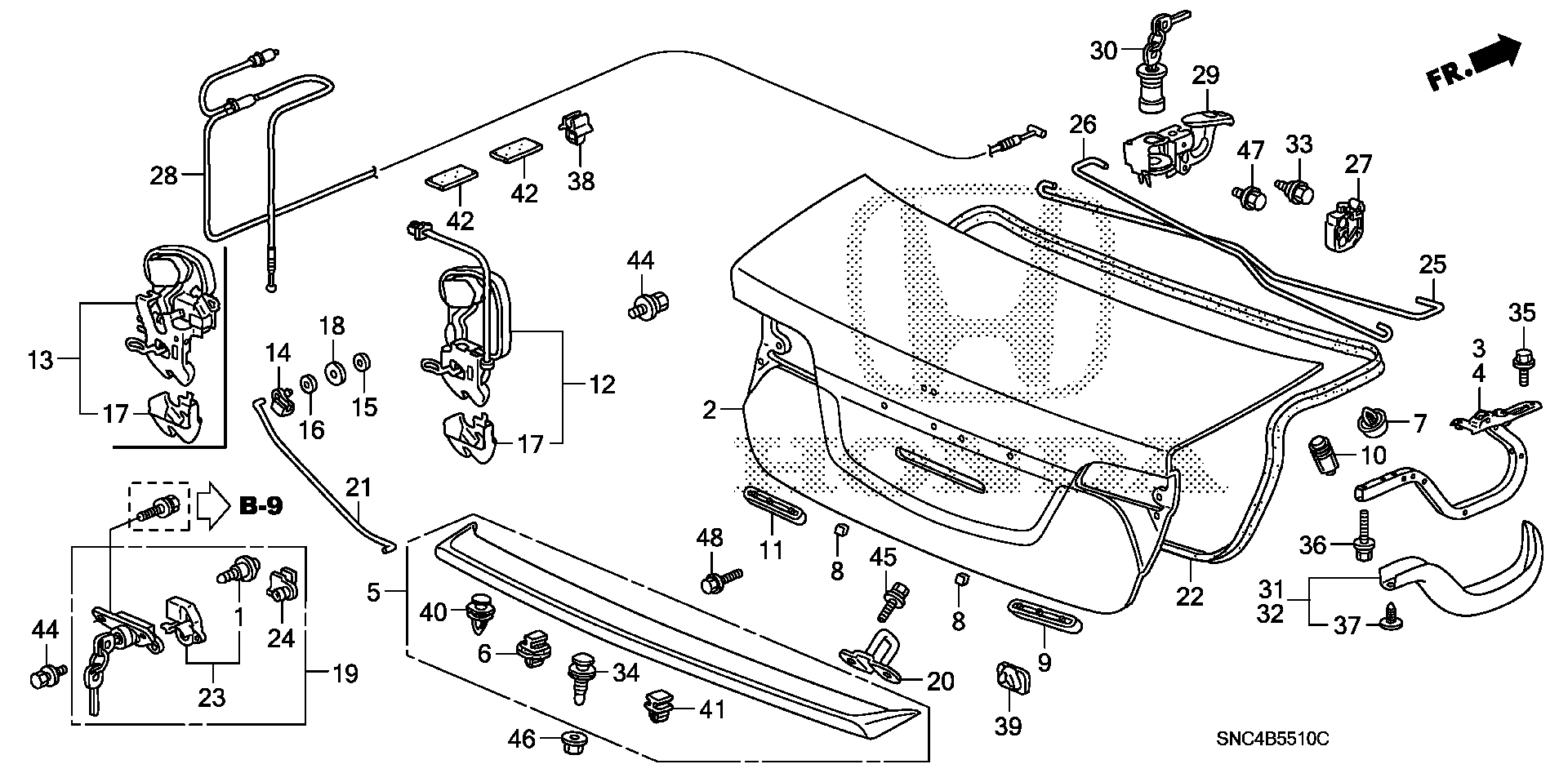 Honda Civic Lid, trunk (dot). Body - 68500-SNH-C90ZZ | Honda Wholesale ...