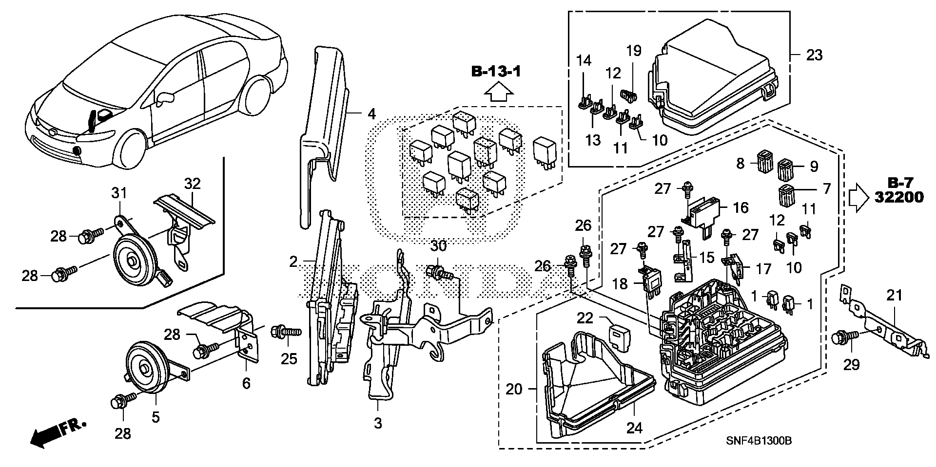 Diagram CONTROL UNIT (ENGINE ROOM) (1) for your Honda