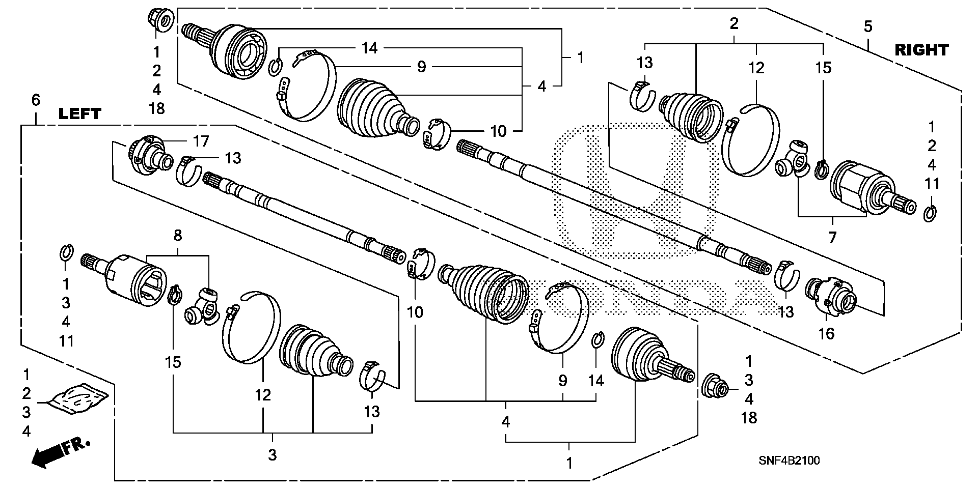 Diagram DRIVESHAFT for your 2012 Honda Pilot   