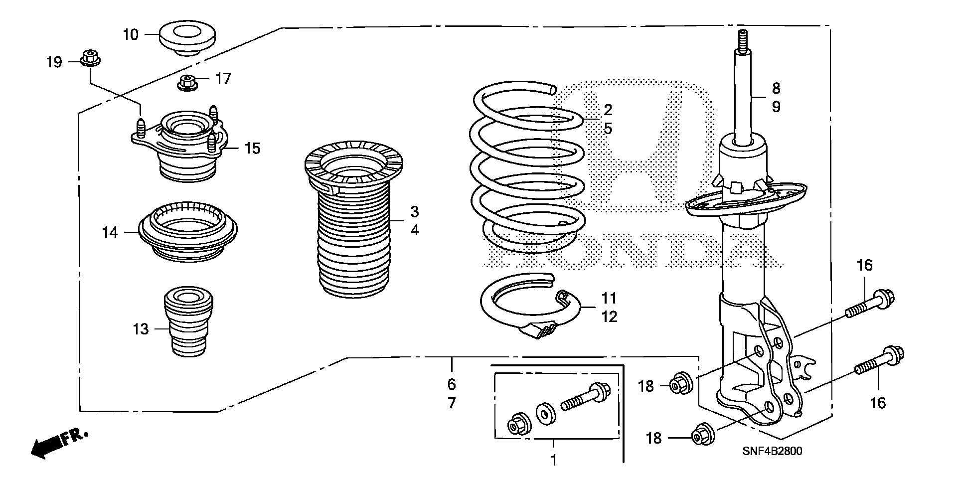 Diagram FRONT SHOCK ABSORBER for your 1990 Honda Accord   